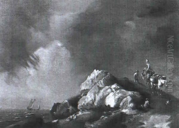 Kuestenlandschaft Mit Saumtieren Oil Painting by Johann Christian Brand