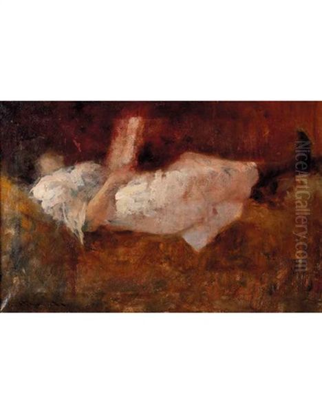 Fanciulla Che Legge Oil Painting by Angelo Brando