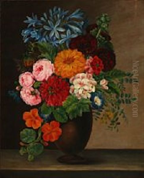 Still Life With Flowers In A Vase Oil Painting by Ludvig Brandstrup