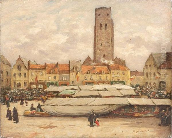 Marche A Furnes Oil Painting by Louis Braquaval