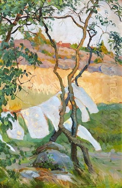 Sommarlandskap Oil Painting by Fanny Ingeborg Matilda Brate
