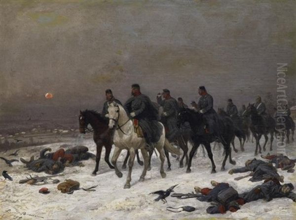 Kavallerie Im Winter Oil Painting by Louis Braun