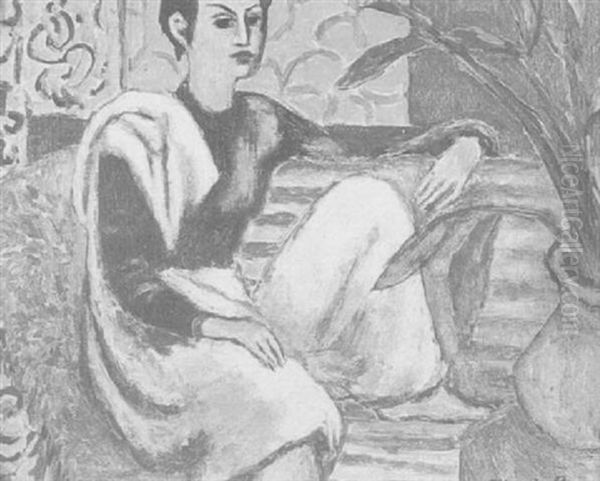Seated Figure In An Interior Oil Painting by Maurice Braun