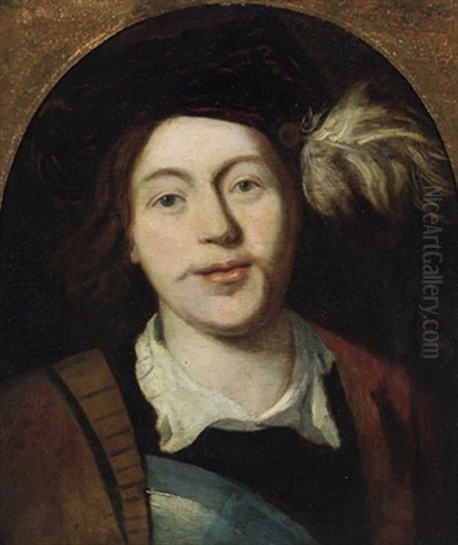 Bildnis Eines Jungen Mannes Mit Federbarett Oil Painting by Salomon de Bray