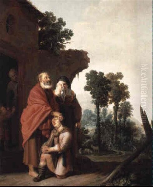 Le Depart D'agar Oil Painting by Salomon de Bray