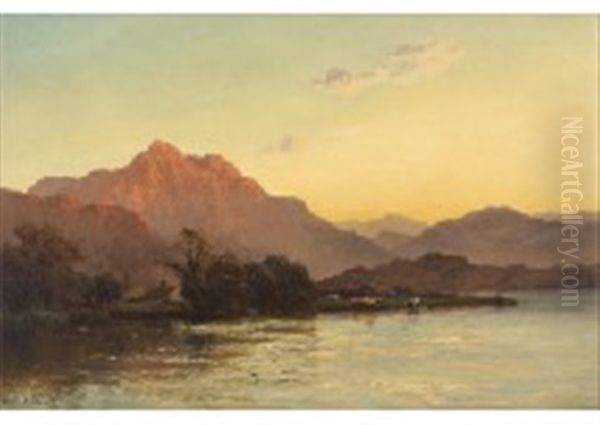 Evening Borrowdale Oil Painting by Alfred Fontville de Breanski Jr