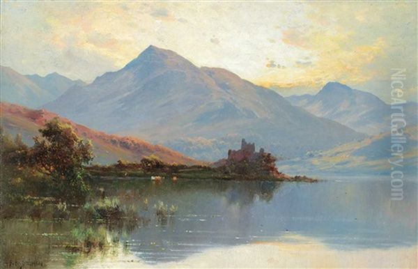 Kilchurn Castle, Loch Awe. N.b Oil Painting by Alfred Fontville de Breanski Jr