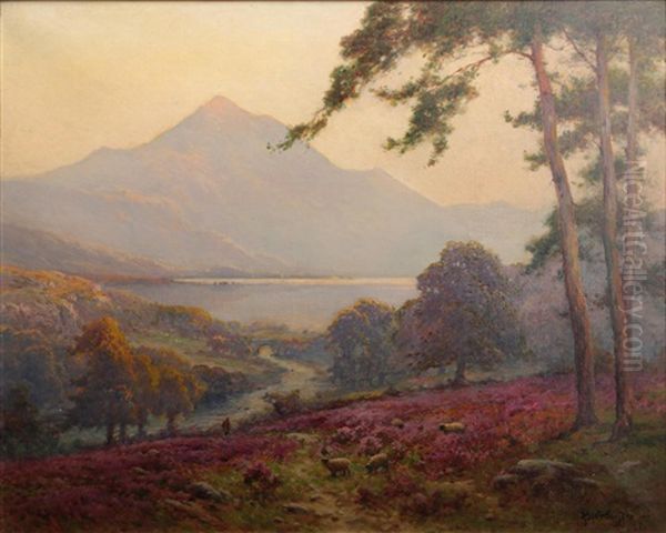 The Trossachs, Loch Katrine And Brig O'turk Oil Painting by Alfred Fontville de Breanski Jr