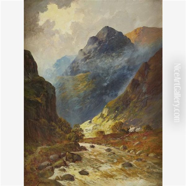 Highland Landscape Oil Painting by Alfred Fontville de Breanski Jr