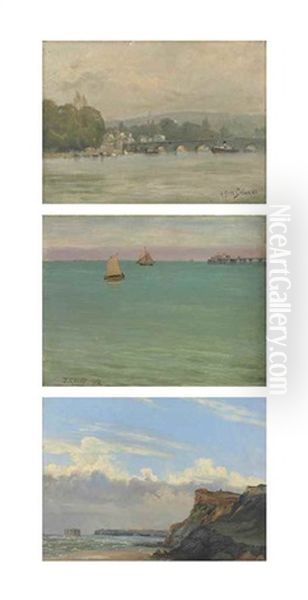 The Seine At St Cloud Oil Painting by Alfred Fontville de Breanski Jr