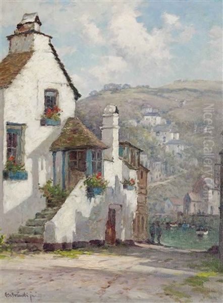 Polperro, Cornwall Oil Painting by Alfred Fontville de Breanski Jr