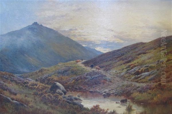 Evening Near Princetown, Dartmoor Oil Painting by Alfred Fontville de Breanski Jr