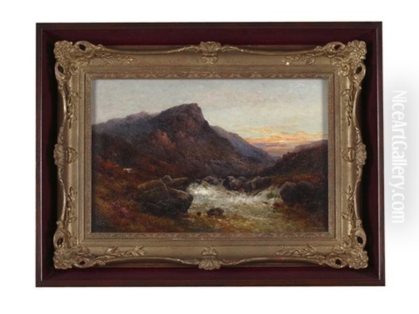 Dusk In Glen Coe Oil Painting by Alfred Fontville de Breanski Jr