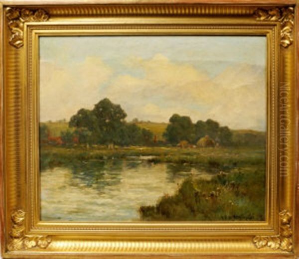 The Stour At Canterbury Oil Painting by Alfred Fontville de Breanski Jr