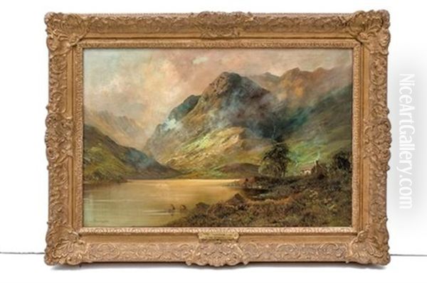 The Highland Lake Oil Painting by Alfred Fontville de Breanski Jr