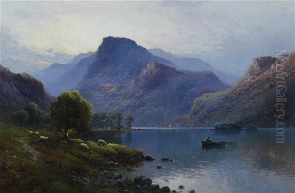 Early Morning Near Keswick Oil Painting by Alfred Fontville de Breanski Jr