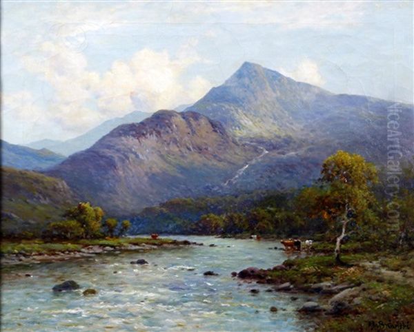 On The Gladyn River, North Wales Oil Painting by Alfred Fontville de Breanski Jr
