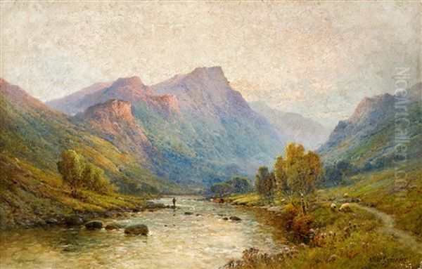 Early Morning Near Callander Perthshire Oil Painting by Alfred Fontville de Breanski Jr