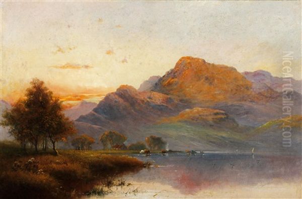 Ben Nevis At Sunset Oil Painting by Alfred Fontville de Breanski Jr