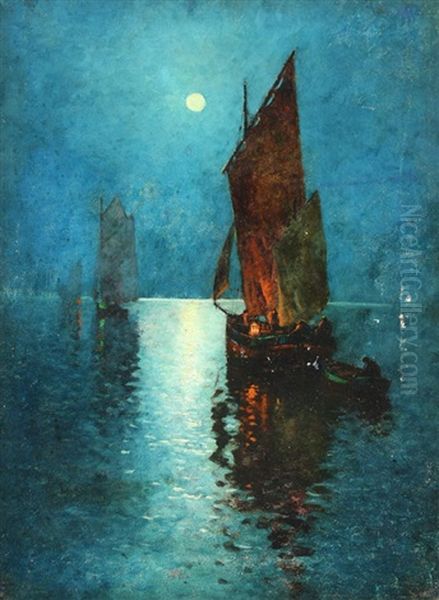The August Moon Oil Painting by Alfred Fontville de Breanski Jr