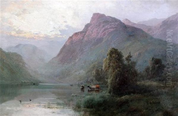 Early Morning, Mael Sinbod, Wales Oil Painting by Alfred Fontville de Breanski Jr