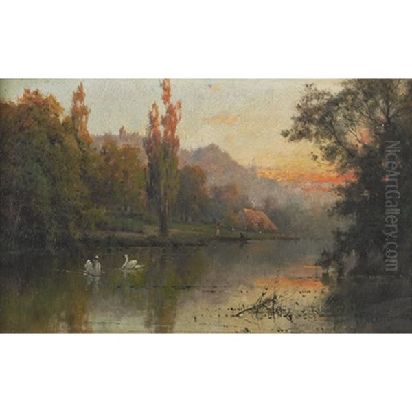 Nuneham Near London Oil Painting by Alfred Fontville de Breanski Jr