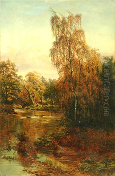 River Landscape Oil Painting by Alfred Fontville de Breanski Jr