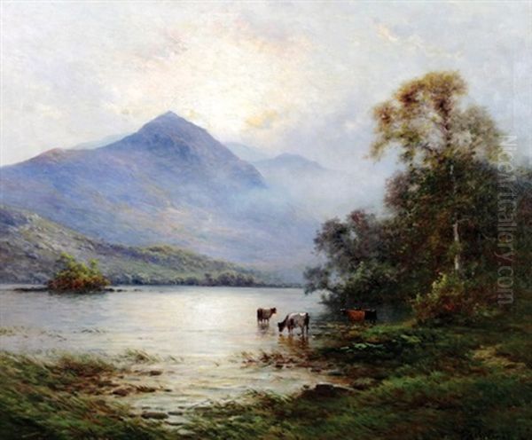 Early Morning, Rydal Water Oil Painting by Alfred Fontville de Breanski Jr