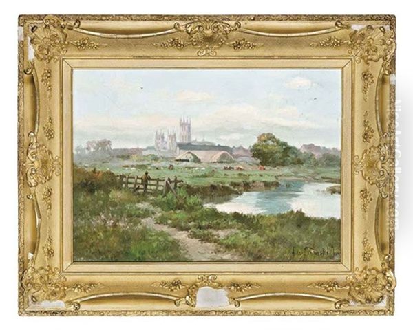 Evening, The Canterbury Meadows Oil Painting by Alfred Fontville de Breanski Jr