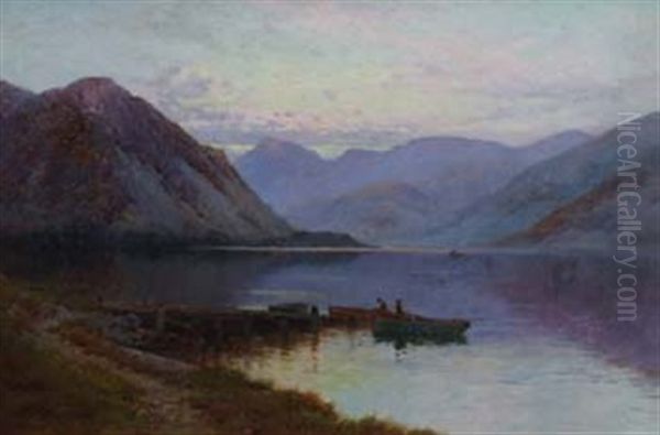 Ennerdale From The Angler's Hotel Oil Painting by Alfred Fontville de Breanski Jr
