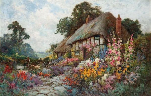 Un Jardin A Devons Hire Garden Oil Painting by Alfred Fontville de Breanski Jr