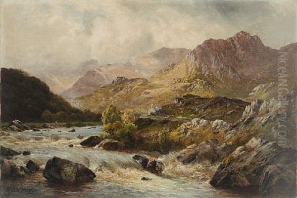 The Llugwy From Pont-y-cyfyng, Capel Curig Oil Painting by Alfred Fontville de Breanski Jr