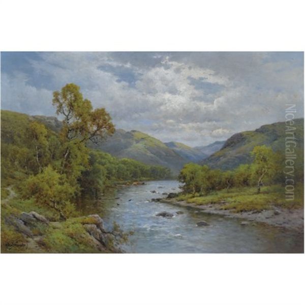 The English Lakes, The Derwent At Borrowdale, Cumberland Oil Painting by Alfred Fontville de Breanski Jr