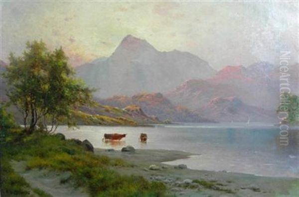 Loch Katrine And Ben Vorlich Oil Painting by Alfred Fontville de Breanski Jr