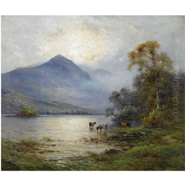 Morning Mists Retreating Oil Painting by Alfred Fontville de Breanski Jr