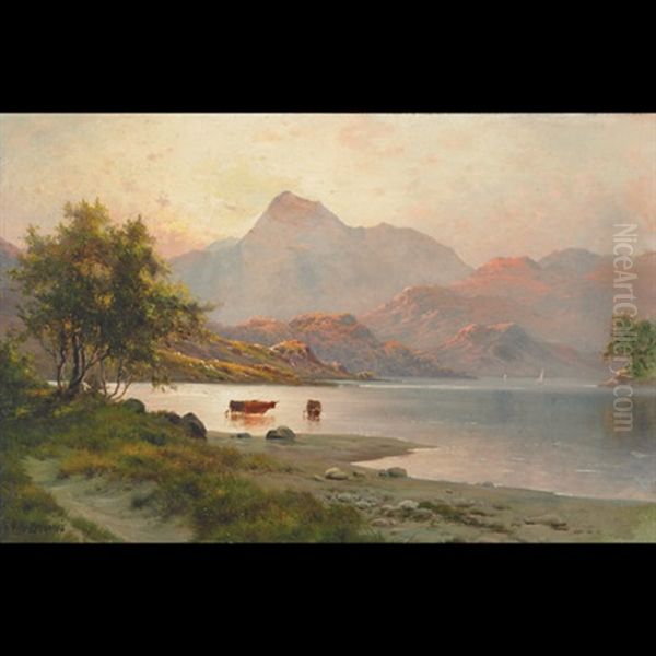 Loch Katrine And Ben Vorlich Oil Painting by Alfred Fontville de Breanski Jr