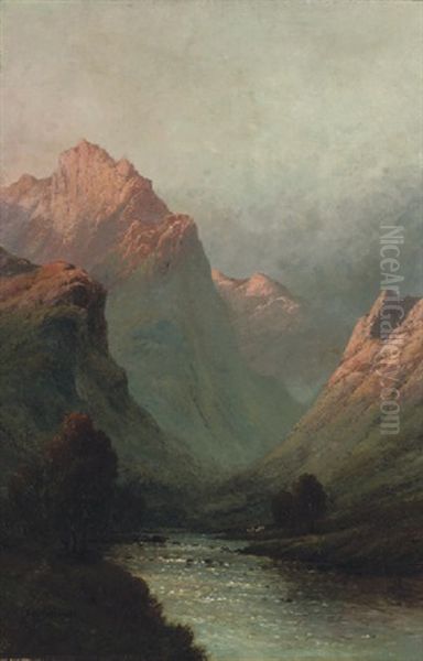 Evening, A Valley In Argyll Oil Painting by Alfred Fontville de Breanski Jr