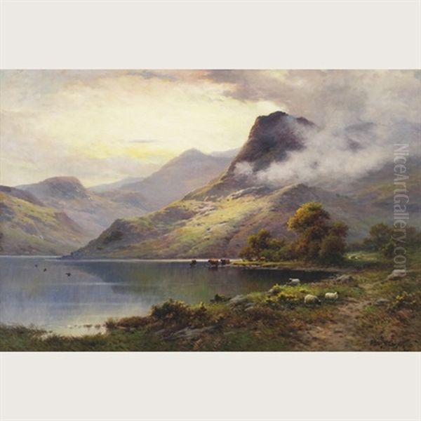 The Borders Of A Highland Loch Oil Painting by Alfred Fontville de Breanski Jr