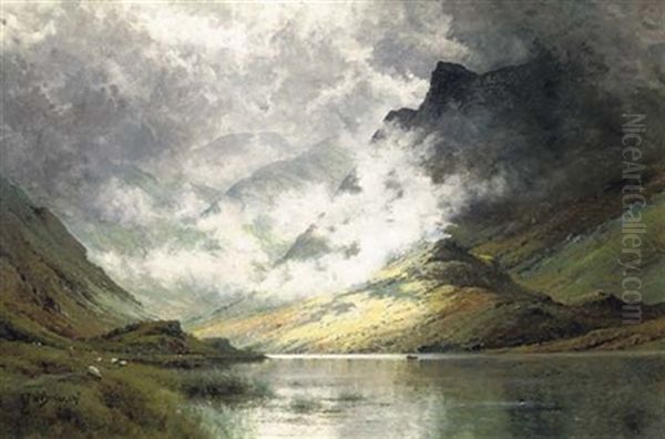 The Head Of A Highland Loch Oil Painting by Alfred Fontville de Breanski Jr