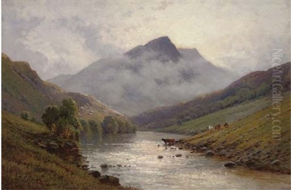 In The Lledr Valley, North Wales Oil Painting by Alfred Fontville de Breanski Jr