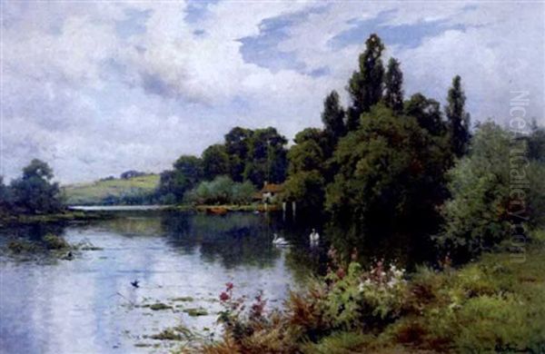 A Reach To The Thames Above Goring Oil Painting by Alfred Fontville de Breanski Jr