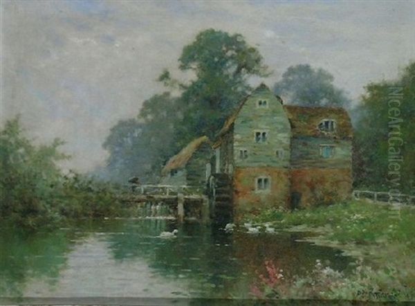 Castle Mill - Dorking, Surrey Oil Painting by Alfred Fontville de Breanski Jr