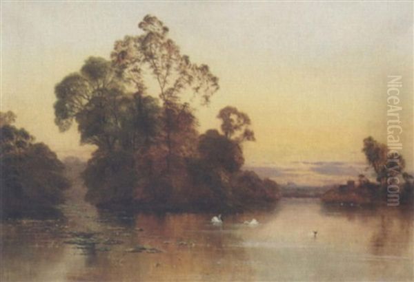 Near Henley-on-thames Oil Painting by Alfred Fontville de Breanski Jr