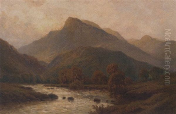 On The Llugwy, North Wales Oil Painting by Alfred Fontville de Breanski Jr