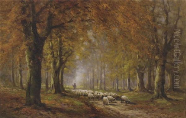 October Morning, Ashridge Forest Oil Painting by Alfred Fontville de Breanski Jr