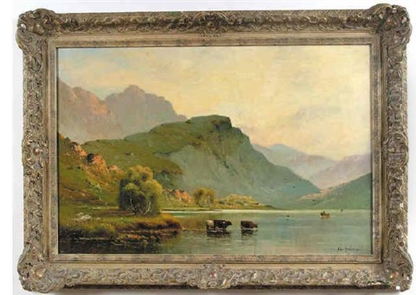 Llyn Ogwen, North Wales Oil Painting by Alfred Fontville de Breanski Jr