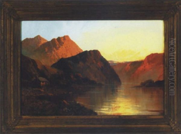 Tranquil English Landscape At Sunset Oil Painting by Alfred Fontville de Breanski Jr