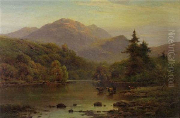 A View Of The Trossachs, Loch Katrine And Ben Venue Oil Painting by Alfred Fontville de Breanski Jr