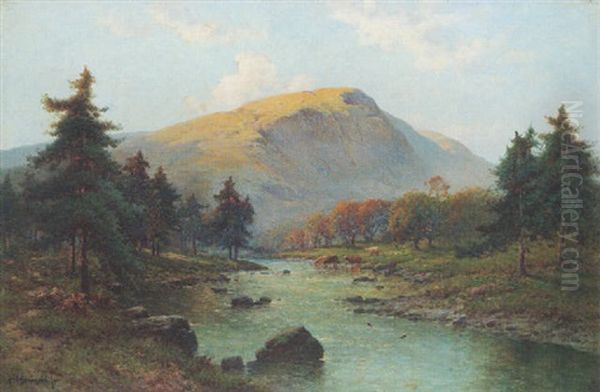 Autumn Evening At Invercauld Oil Painting by Alfred Fontville de Breanski Jr