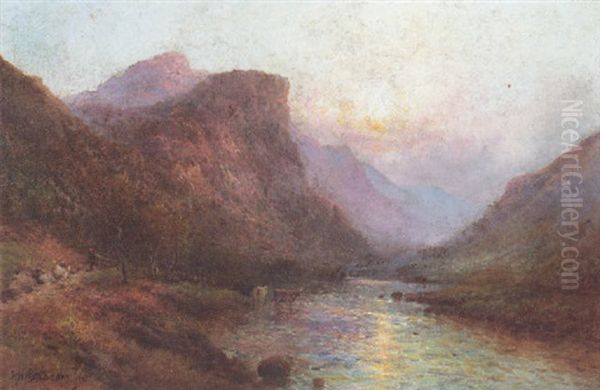 Evening In The Trossachs Oil Painting by Alfred Fontville de Breanski Jr